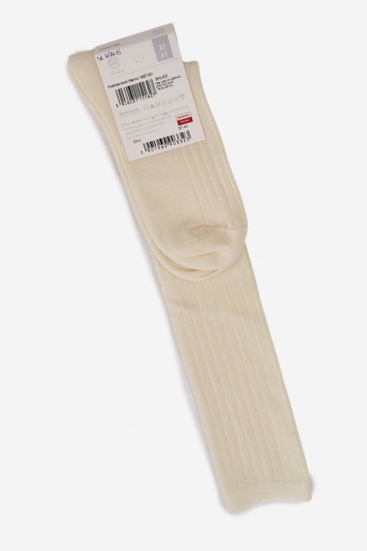Dlhé merino vlnené ponožky farby slonovinovej kosti