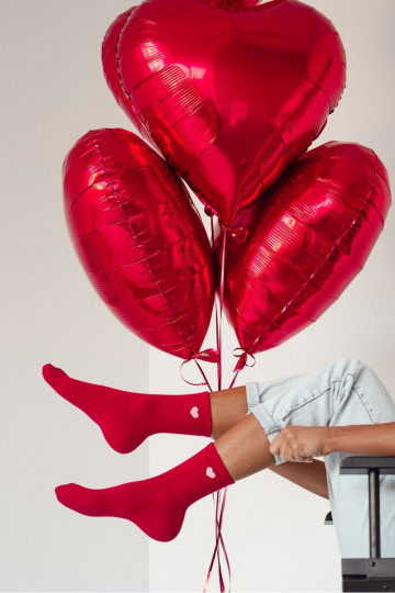 Ponožky Dámske Drobne Serduszko červená