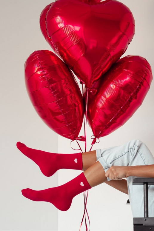 Ponožky Dámske Drobne Serduszko červená