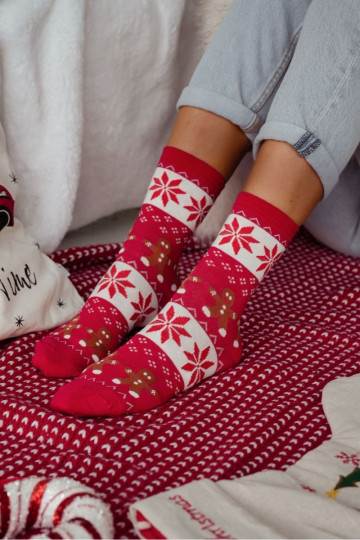 Ponožky Dámske Vianoce Pierniki červená
