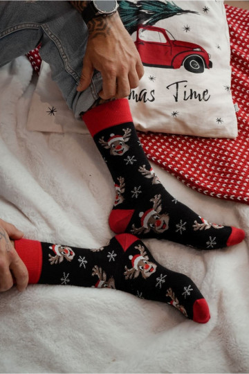 Pánske ponožky Vianoce Uśmiechnięte Soby čierna