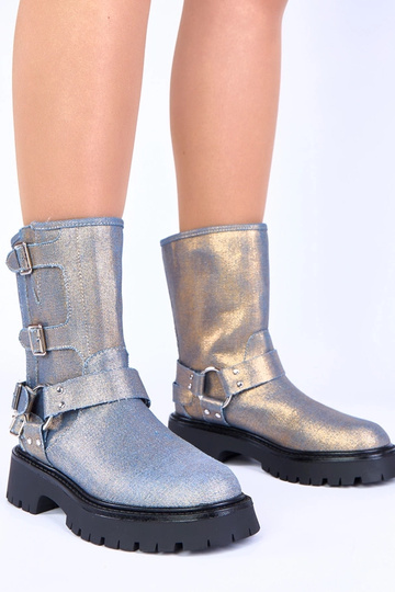 Modré topánky s zlatými...