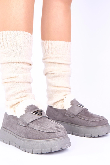 Šedé platformové mokasíny s...