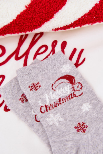 Ponožky Dámske Vianoce Snehové vločky s nápisom sivá