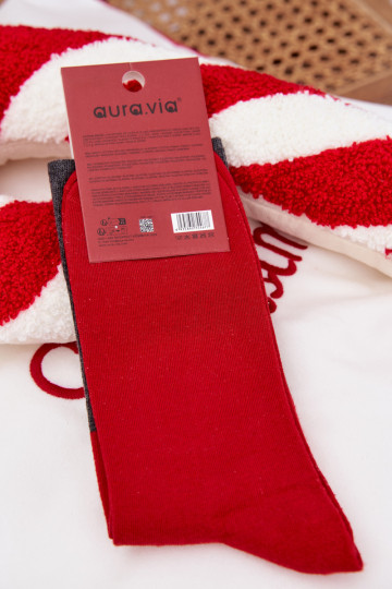 Skarpety pánske Vianoce s nápisom I Śmiejącym Się Mikulášem sivá 2