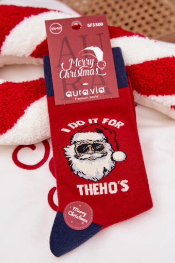 Skarpety pánske Vianoce Mikuláš IN Okularach červená-tmavomodrá