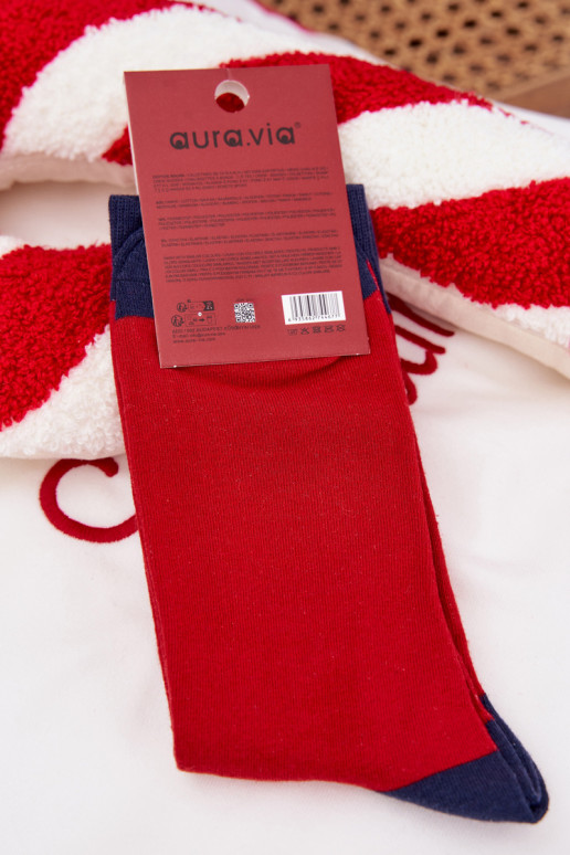 Skarpety pánske Vianoce Mikuláš IN Okularach červená-tmavomodrá