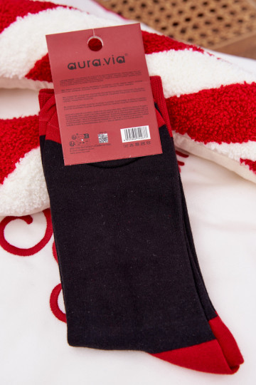 Pánske vianočné ponožky s nápisom a usmievajúcim sa Mikulášom, čierne 2