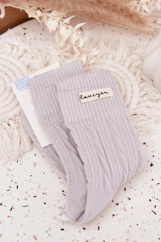 teplý Ponožky Dámske S vlnou sivá