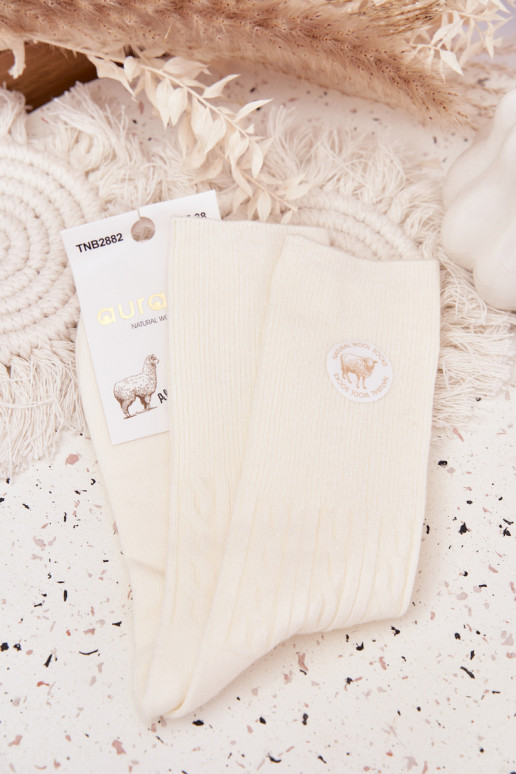 Długie INełniane Ponožky Dámske slonovina