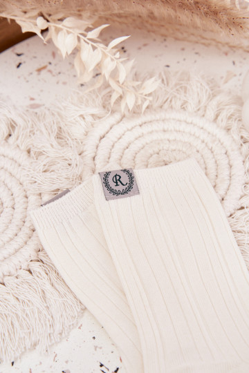 Bavlnené ponožky s pruhmi Dámske slonovina