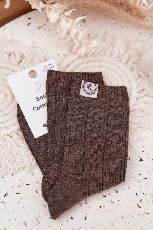 Bavlnené ponožky s pruhmi Dámske sivá