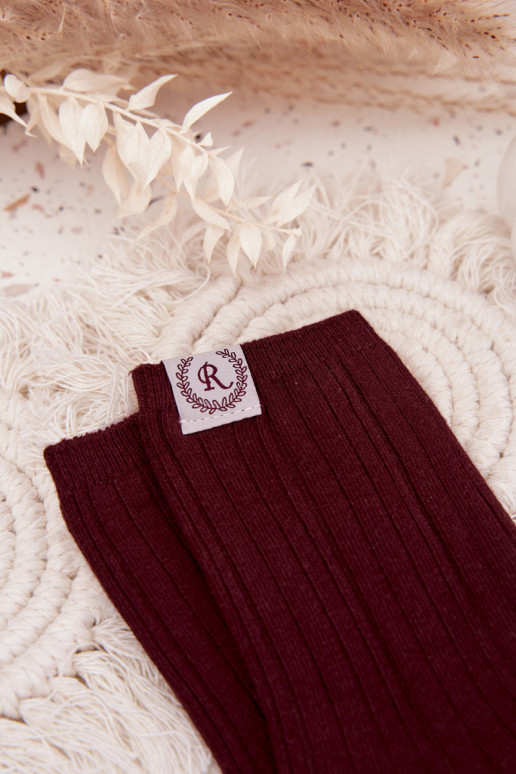 Bavlnené ponožky s pruhmi Dámske bordová