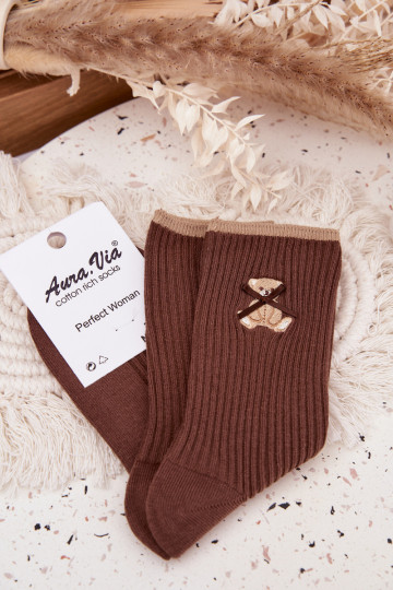 Bavlnené ponožky s pruhmi S medveďom CzekoladoIne 2