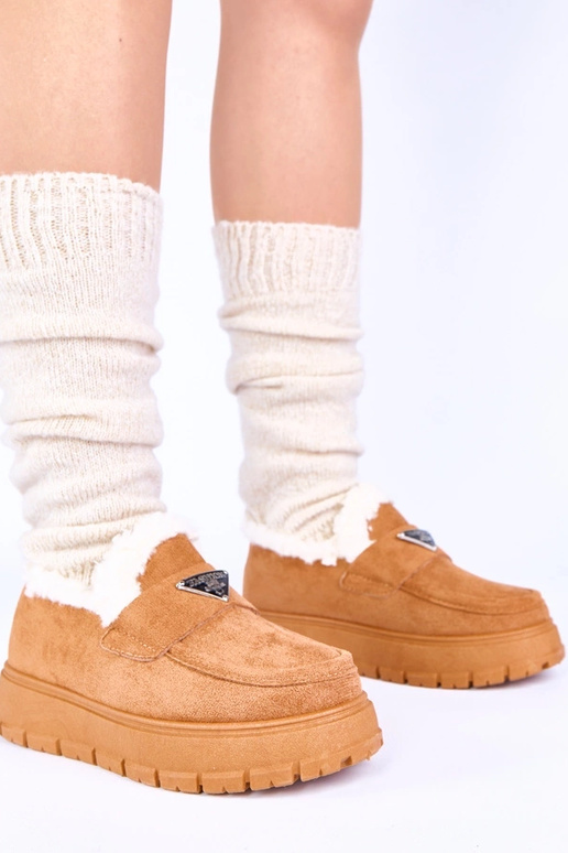 Hnedé mokasíny na platforme s...