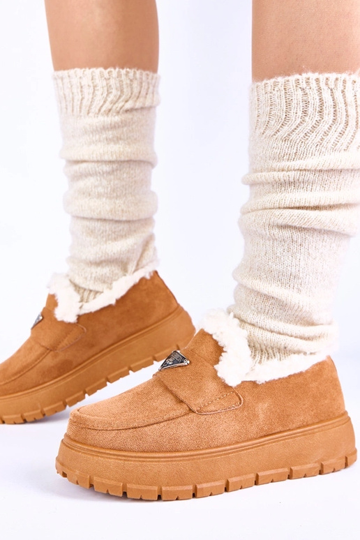 Hnedé mokasíny na platforme s...