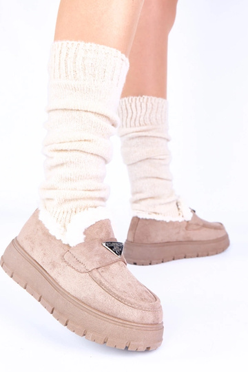 Tmavo pieskové mokasíny na...