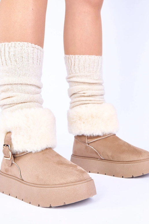 Tmavo pieskové snehové topánky s...