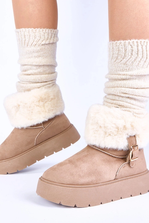 Tmavo pieskové snehové topánky s...