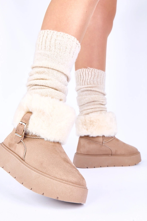 Tmavo pieskové snehové topánky s...