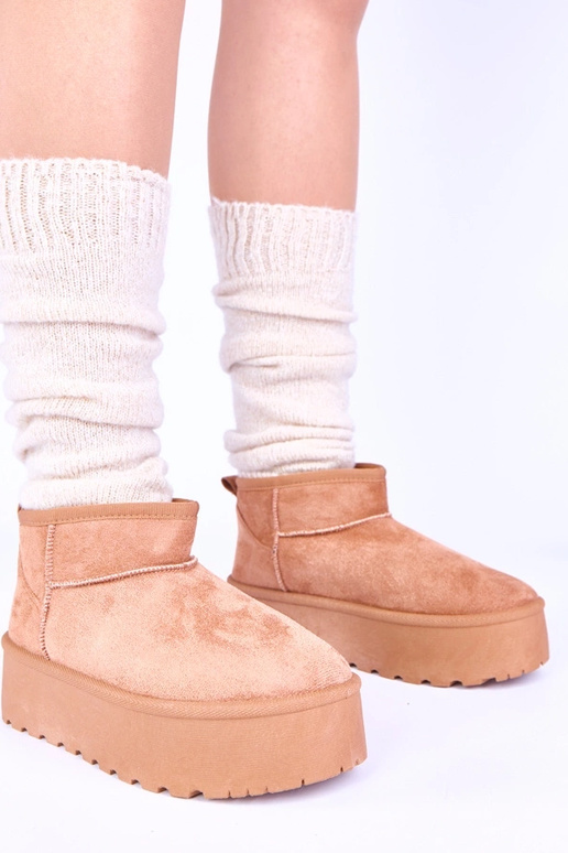 Rudé platformové snehové topánky s...