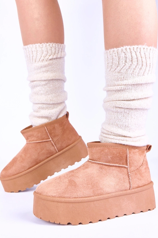 Rudé platformové snehové topánky s...