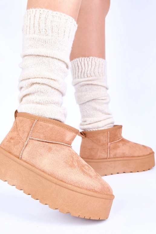 Rudé platformové snehové topánky s...