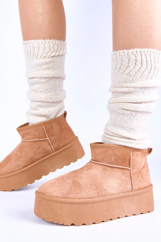 Rudé platformové snehové topánky s...