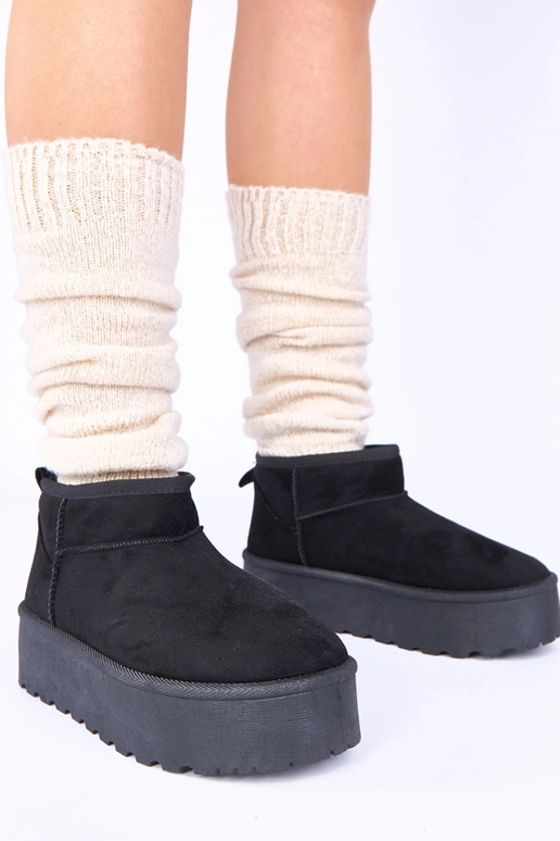 Čierne platformové snehové topánky s...