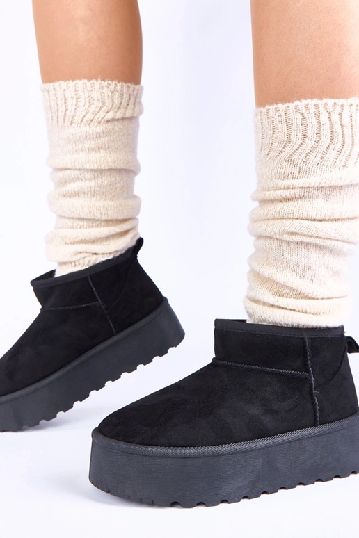 Čierne platformové snehové topánky s...