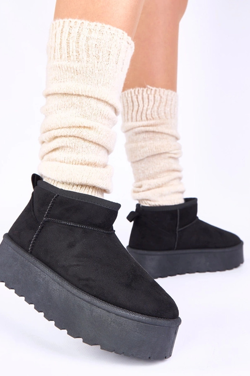 Čierne platformové snehové topánky s...