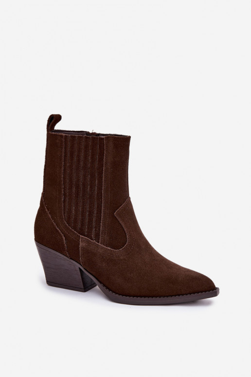 Semišové topánky kovbojský štýl Dámske s podpätkami zahriať sa CzekoladoIne Dylira