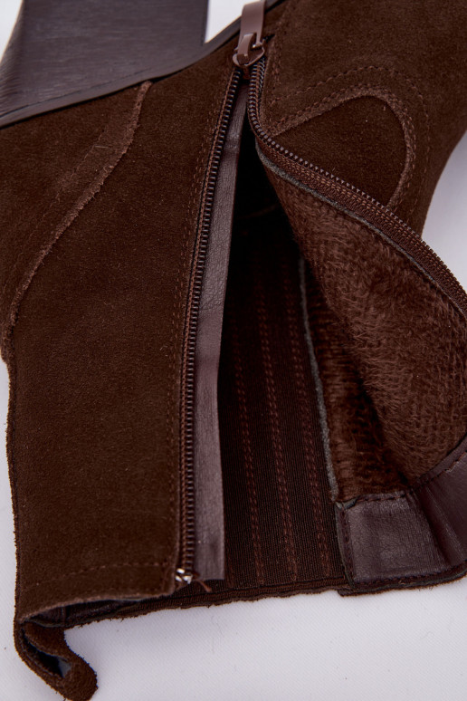 Semišové topánky kovbojský štýl Dámske s podpätkami zahriať sa CzekoladoIne Dylira