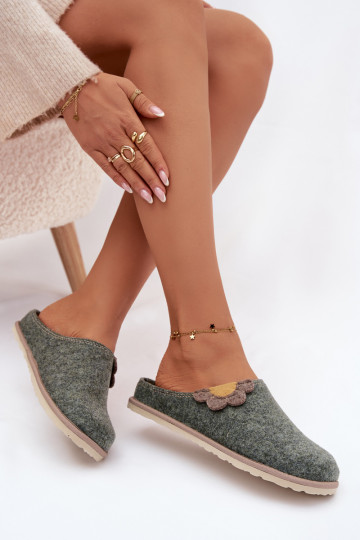 Papuče Dámske S kvetom Inblu CS000043 zelená farba