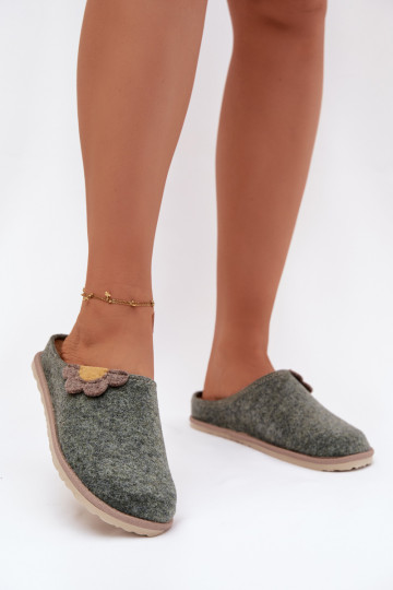 Papuče Dámske S kvetom Inblu CS000043 zelená farba 2