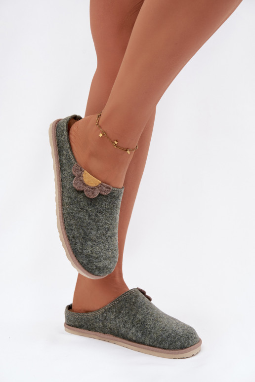 Papuče Dámske S kvetom Inblu CS000043 zelená farba