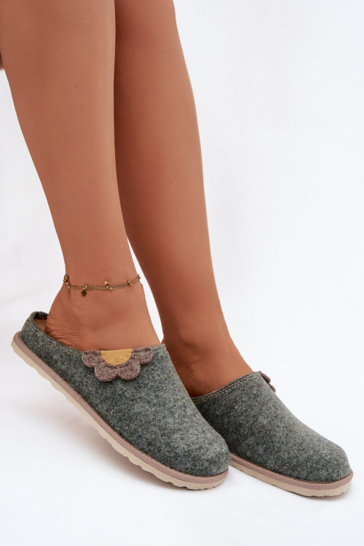 Papuče Dámske S kvetom Inblu CS000043 zelená farba