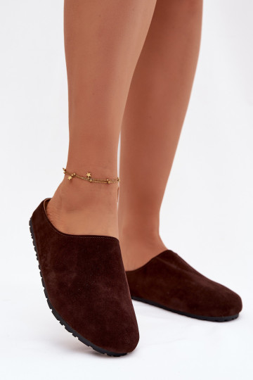 Papuče Dámskez eko semišuu CzekoladoIne Kalvess 2