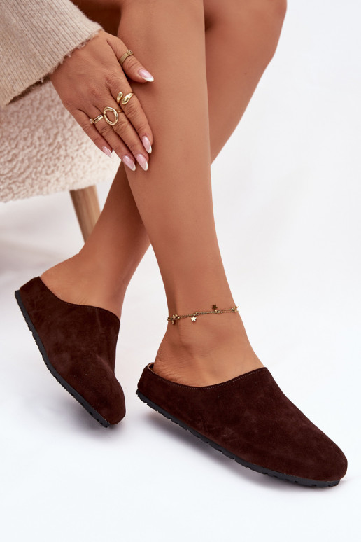 Papuče Dámskez eko semišuu CzekoladoIne Kalvess