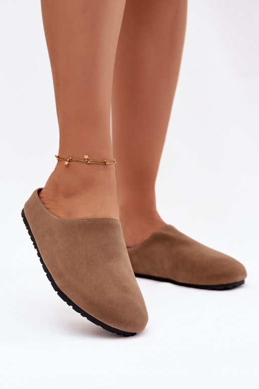 Papuče Dámskez eko semišuu khaki farby Kalvess