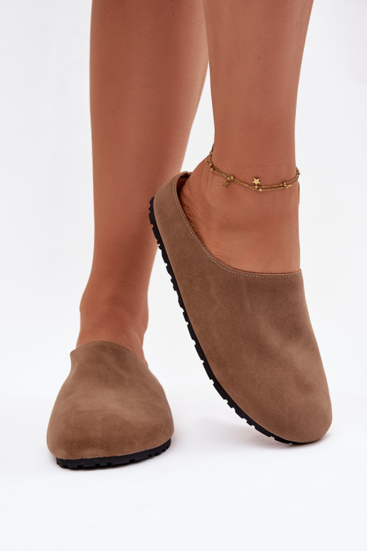 Papuče Dámskez eko semišuu khaki farby Kalvess