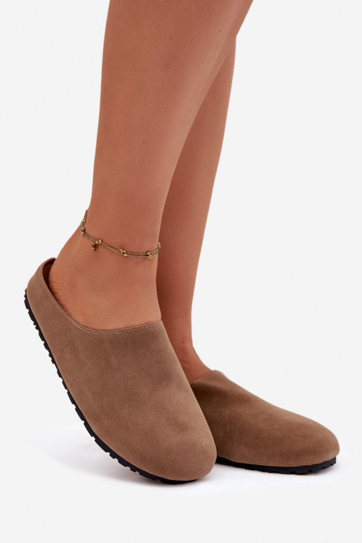 Papuče Dámskez eko semišuu khaki farby Kalvess