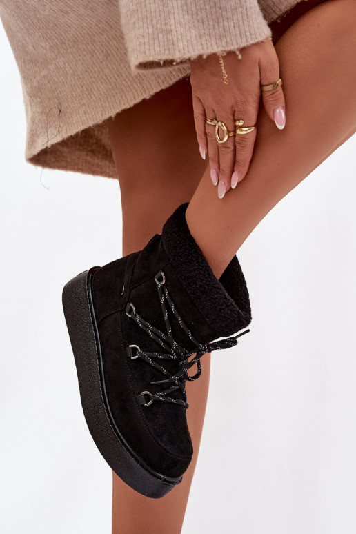 Snehule Dámske s platformou a štýlovými detailmi čierna Roselya