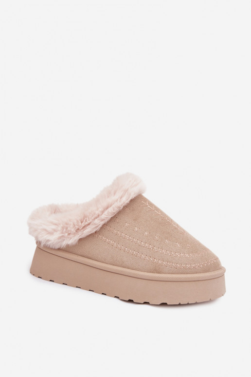 Snehule Dámske s platformou s kožušinou I Przeszyciami slonovina Arelina