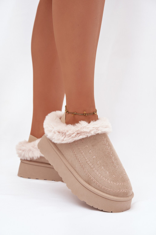Snehule Dámske s platformou s kožušinou I Przeszyciami slonovina Arelina