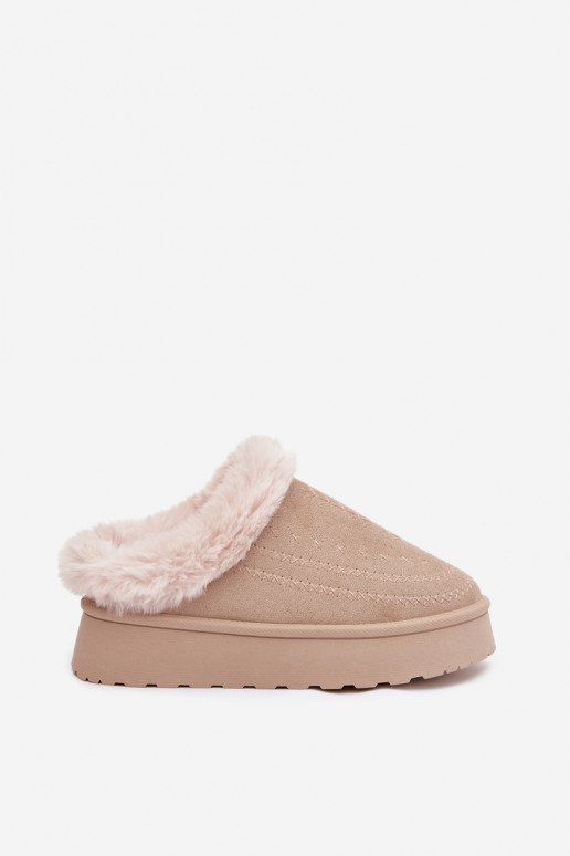 Snehule Dámske s platformou s kožušinou I Przeszyciami slonovina Arelina