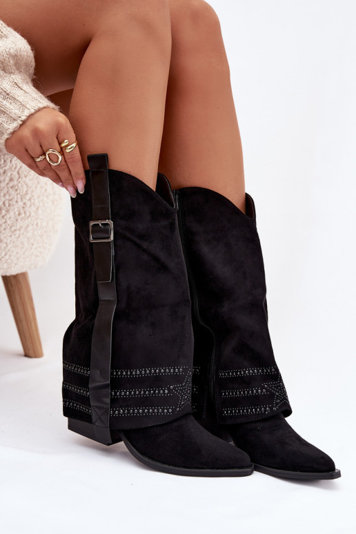 čižmy kovbojský štýl Dámske S Dekoráciou I s prackami čierna Camilora