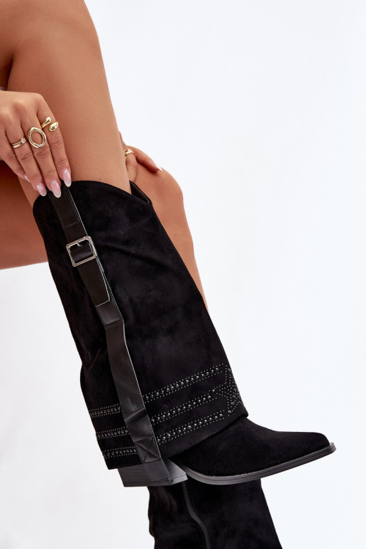 čižmy kovbojský štýl Dámske S Dekoráciou I s prackami čierna Camilora