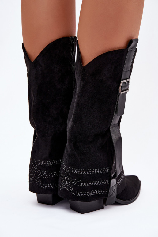 čižmy kovbojský štýl Dámske S Dekoráciou I s prackami čierna Camilora