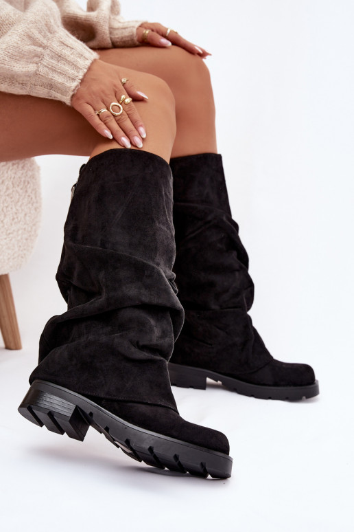 Teplé čižmy Trvalý model S nazberaným zvrškom čierna Ilvessa